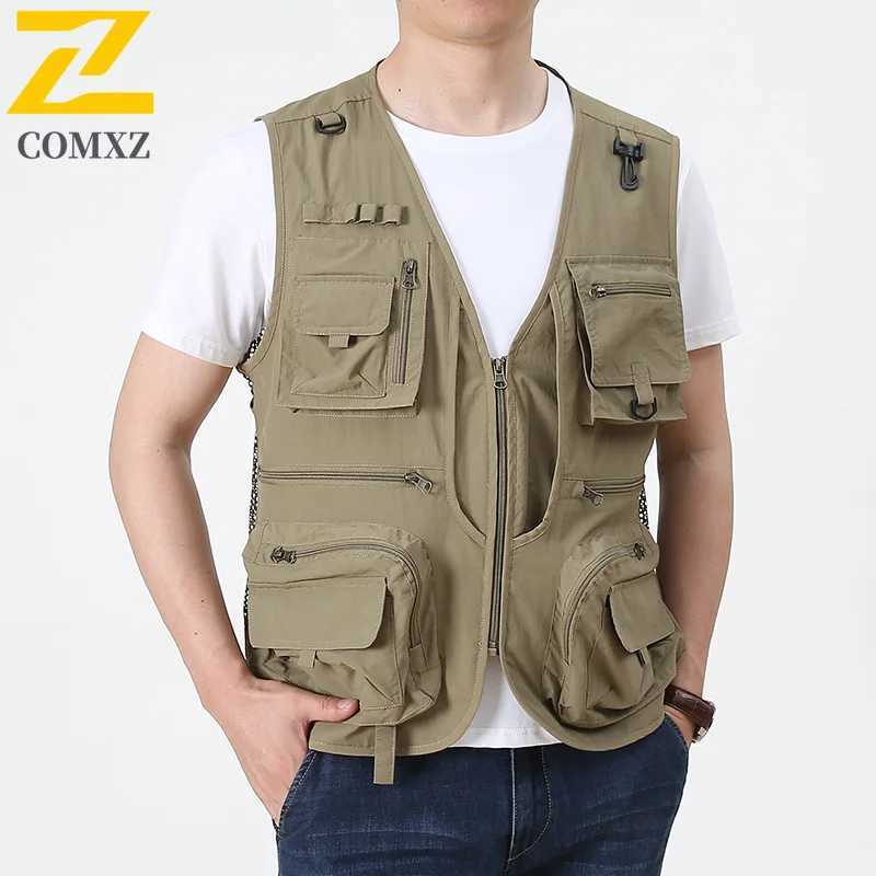 New Summer Outdoor Mens Vest Fashion Thin Mesh Breathable Sleeveless Work Jacket Casual Reporter Photographer Multi-Pocket Vest X250403