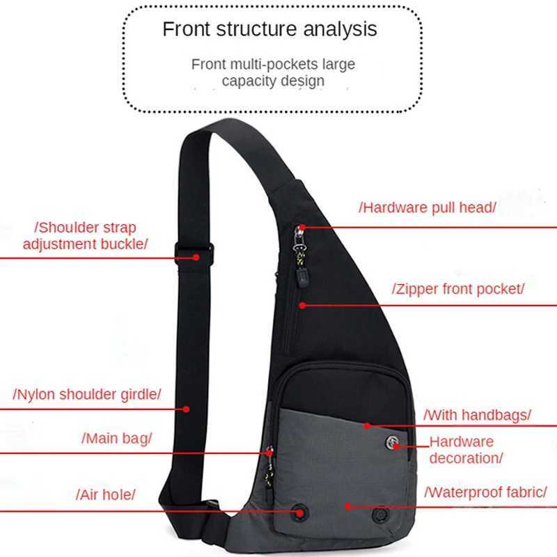 Mens New Trendy Casual Shoulder Bag Leisure Travel Sports Outdoor Pack Messenger Crossbody Sling Chest Bag Pack For Male FemaleW251103