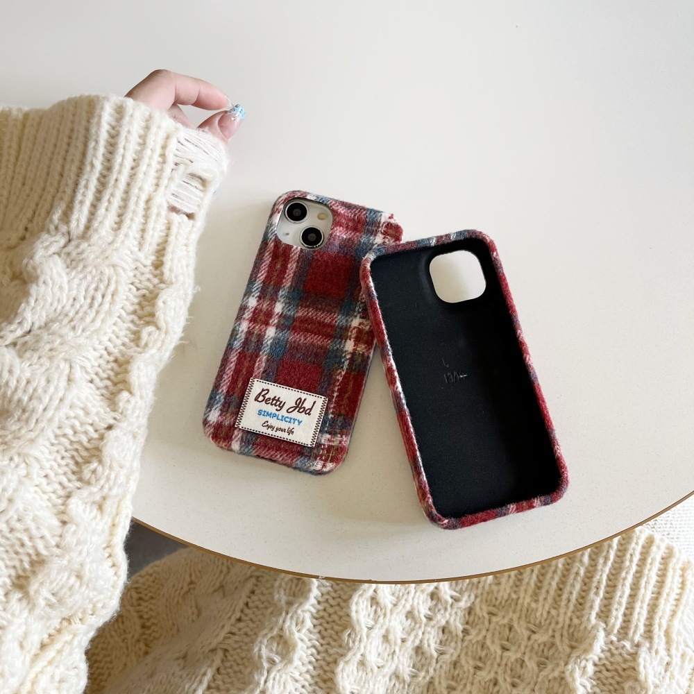 Velvet Red and Blue Color Block Phone Case Compatible with iPhone 17/16 Pro Personalized Protective Cover iPhone 15/14 Simple