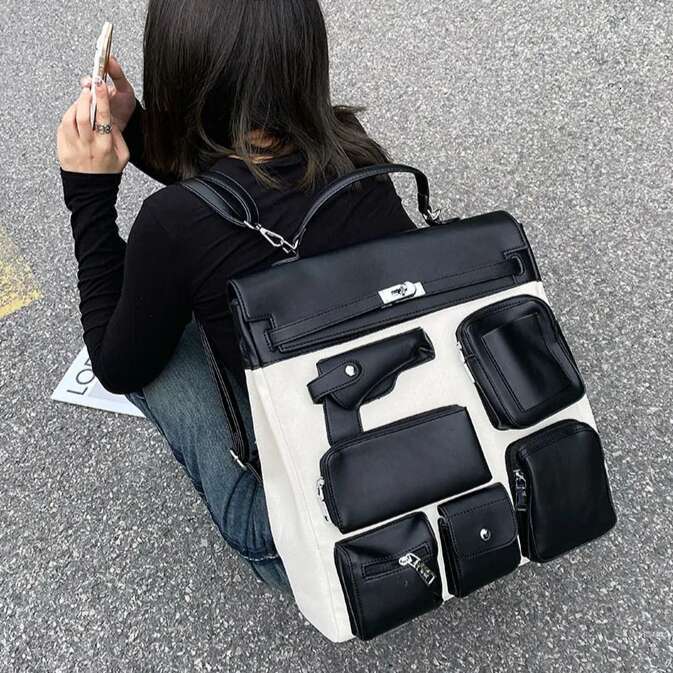 2025 Multi-pocket Designer Brand New High Quality Unisex Canvas Backpack School Bag Student Document Handbag Mochilas Hot Sale