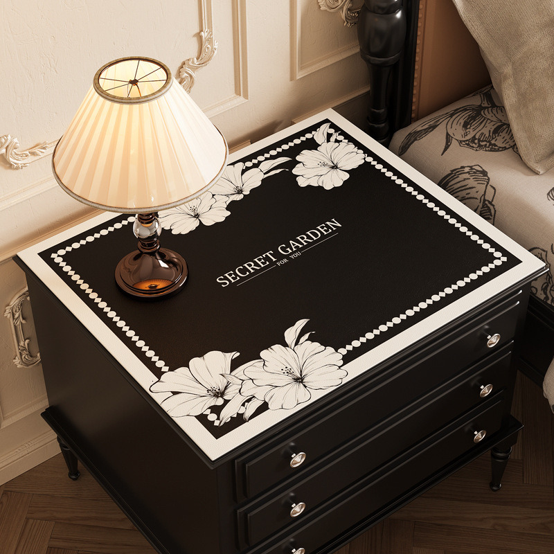 Leather Luxury High-end Bedside Table Protector Waterproof Dustproof Refrigerator Cover Washing Machine Mat ddmytues