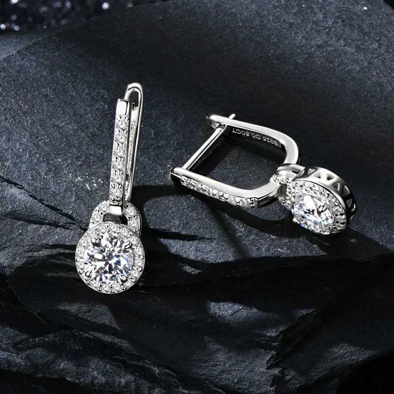 IOGOU Luxury S925 Sier 5mm 0.5ct Moissanite Dangle Hoop Earrings for Wen Real Moissanite Diamond Jewelry Wedding Party GiftC250402