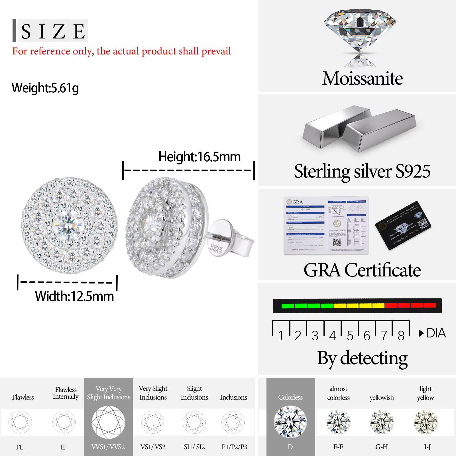 Wholesale Factory Moissanite Diamond Earrings Unisex Silver Gold 925 Jewelry Round Cut Ear Studs Fine Jewelry Earrings
