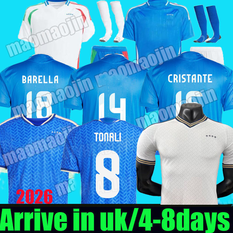 Maglia italia soccer jerseys 2026 2027 BARELLA TONALI IMMOBILE VERRATTI PELLEGRINI home 26 27 ITALYS football shirts women adult kids kit fans player