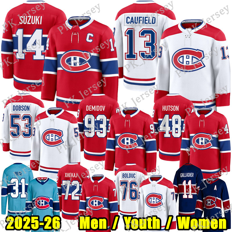 #13 Cole Caufield montreal hockey jersey #14 Nick Suzuki Ivan Demidov Lane Hutson Juraj Slafkovsky canadians jersey Bolduc Patrik Laine Dobson Arber Xhekaj jersey