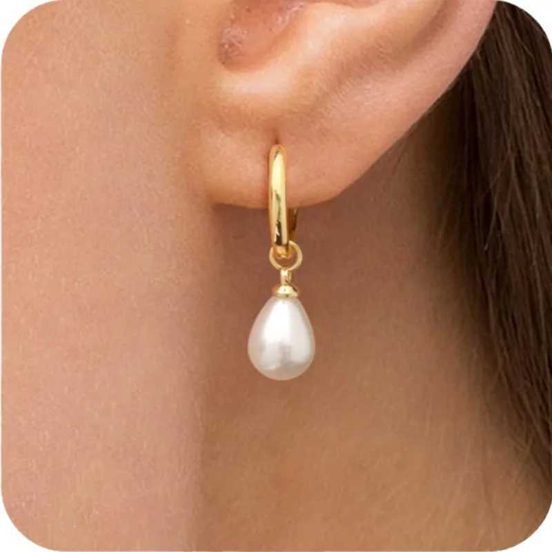 18K Gold Plated Stainless Steel Pearl Dangle Earrings for Women Mom Trendy Waterdop Pearls Hypoallergenic Earring Jewelry gifts C251103