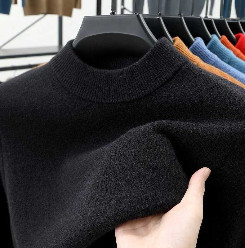 Mens Crew Neck Cashmere Pullover for Men Clothes Black Sweater Winter Warm Sweater Middle Aged Spring Casual Tops to Father GiftT251103