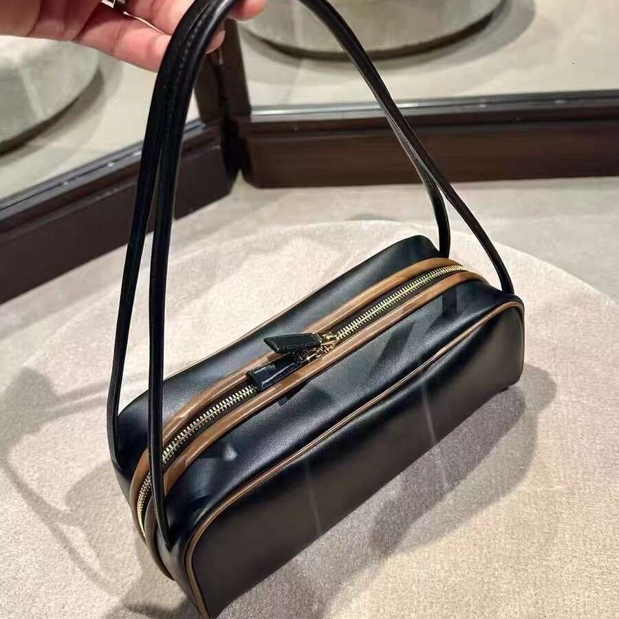 Green Underarm Bag New Contrast Color Genuine Leather Pa Handbag Women's High-end Shoulder Commuting