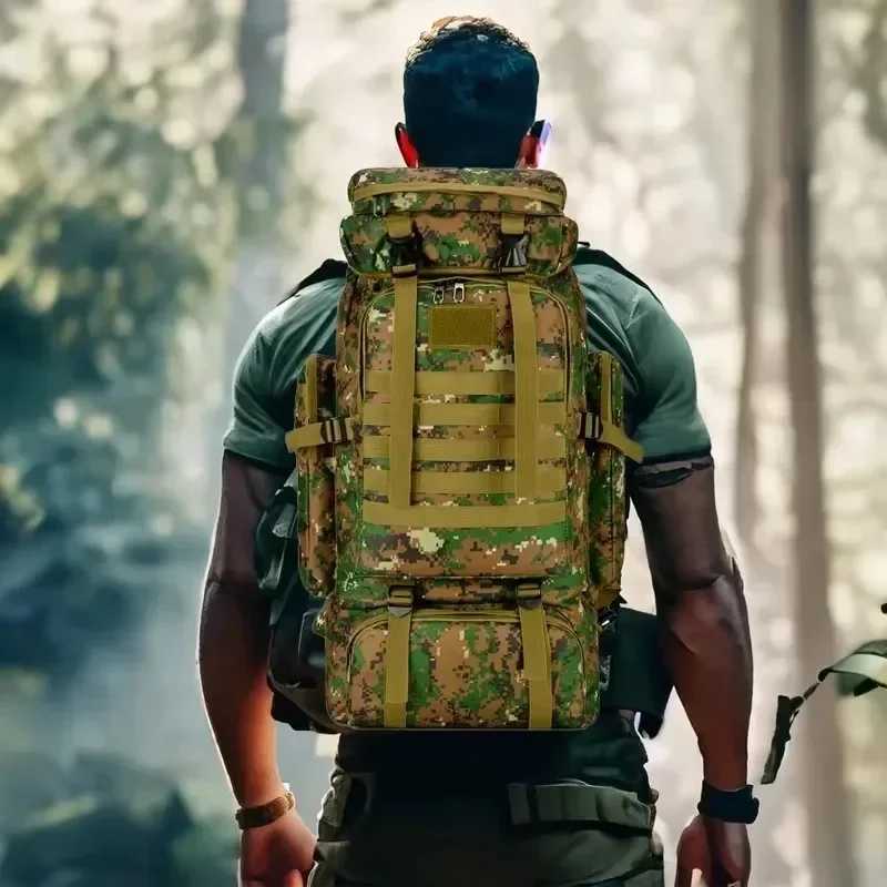 80L/100L Mountaineering Bag Climb Bag Tactical Backpacks Large Backpack Outdoors Hiking Camping Travel BagsC250407