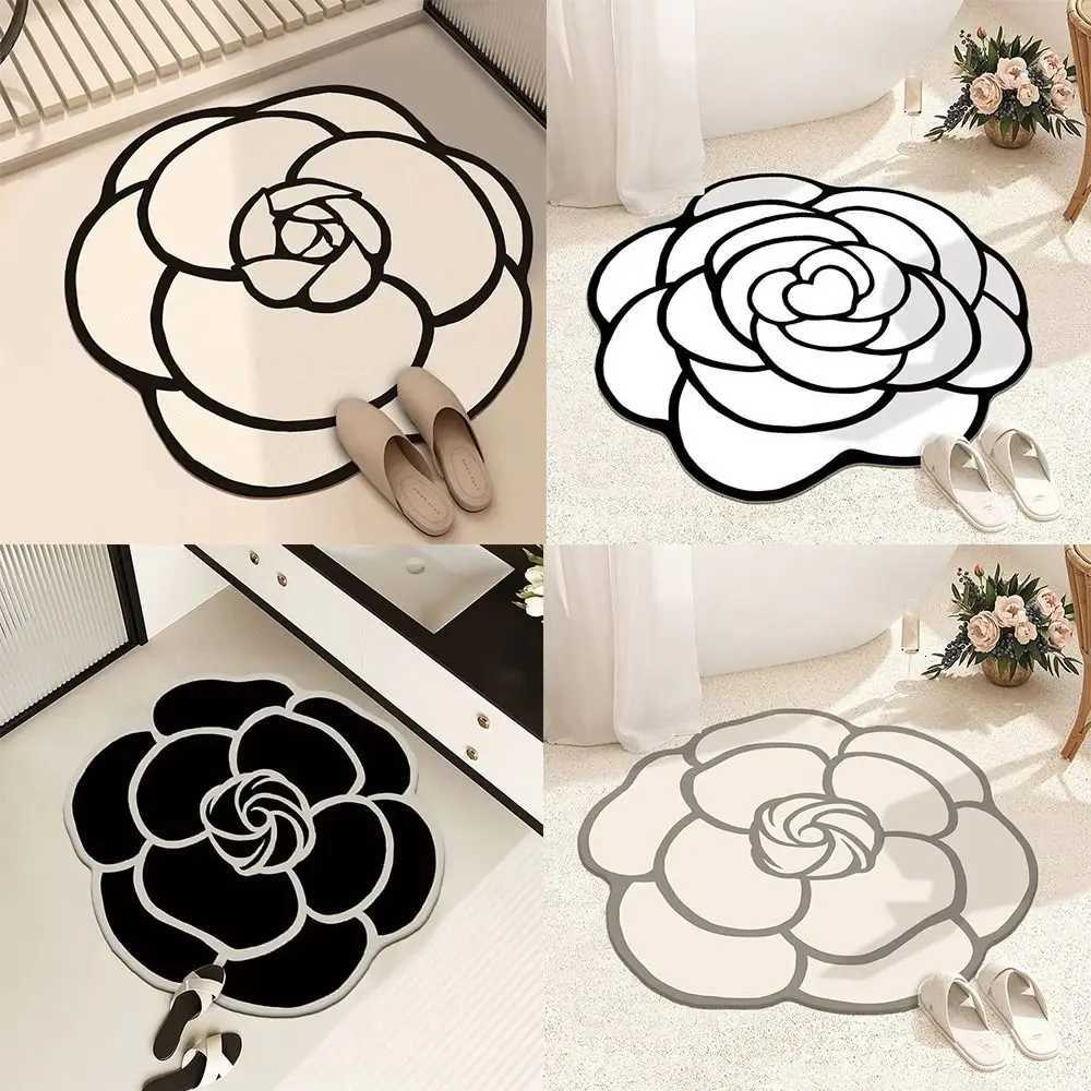 New Crystal Velvet Camellia Carpet Absorbent Quick-Drying Floor Rugs Non-slip 60x60CM Floor Mat Living Room Bathroom C251103