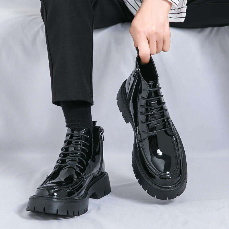 Men's Large Casual 2024 Autumn/Winter New Mid Top Martin Korean Edition Trendy Side Zipper Boots