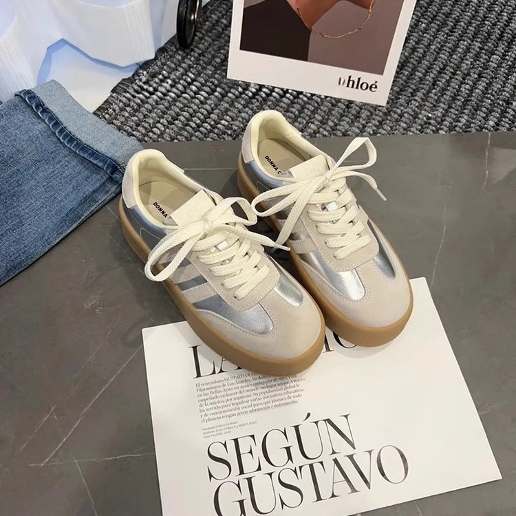 designer shoes new women's German training shoes spring all-match thick-soled small white shoes retro and niche height-increasing leisure board s