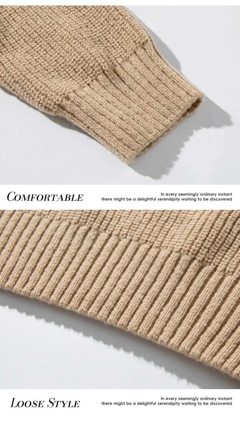 Loose-Fit Solid-Color Hooded Sweater Autumn/Winter Relaxed-Fit Knit Cardigan Soft Warm Casual Outerwear TopT251103
