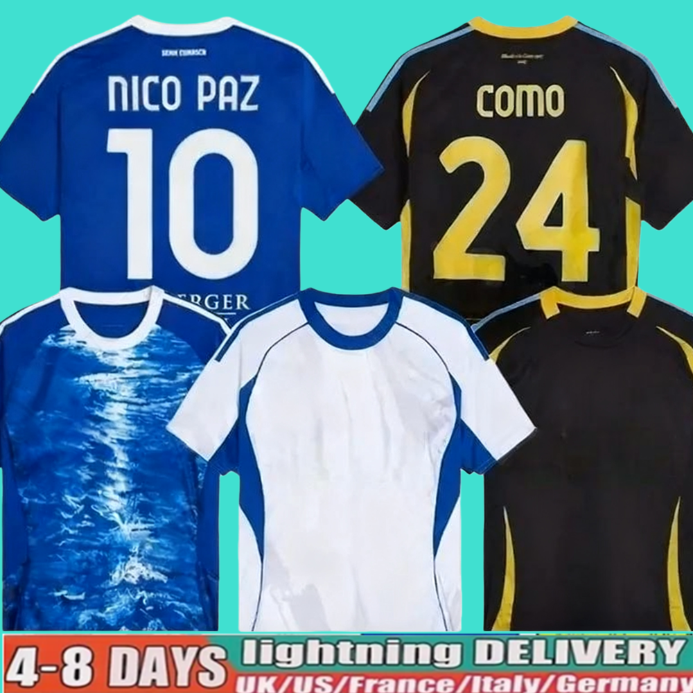 25 26 Como NICO PAZ Soccer Jerseys 2025 2026 PERRONE VERDI BASELLI 24 25 Fourth Special Men Kids football Jersey shirts Kit 888