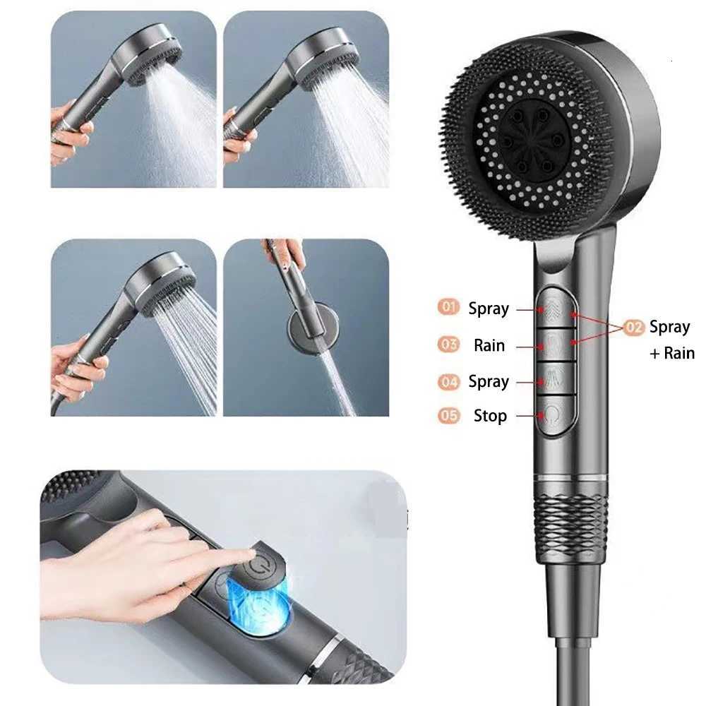 High Pressure Shower New 4 Modes Shower OneKey Stop Water Massage Shower With Filter Element Bathro Accessories Y251103