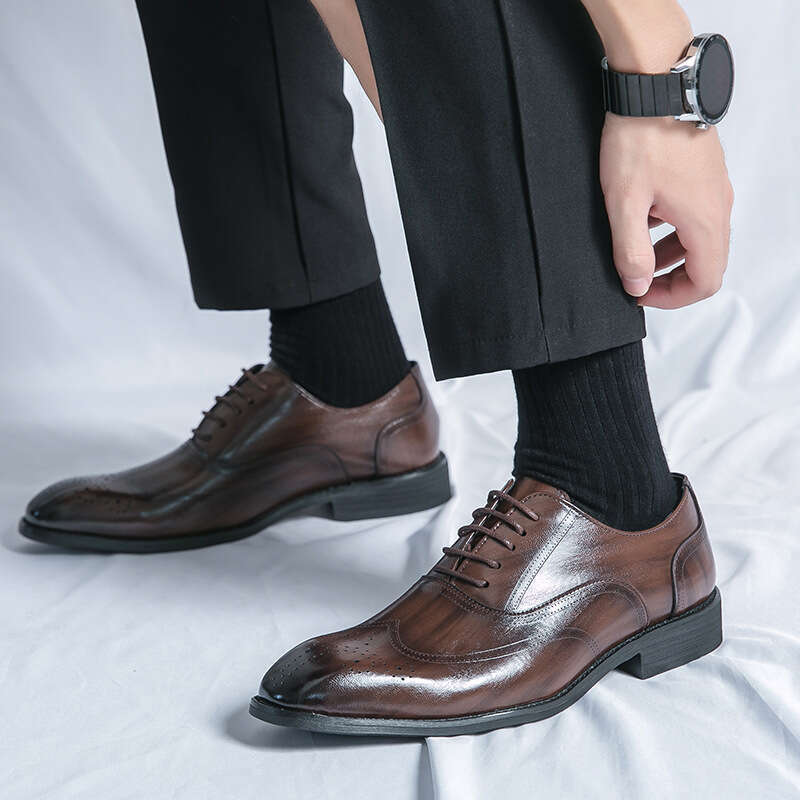 Oversized sizes 38-46, men's business British leather shoes, polished formal shoes