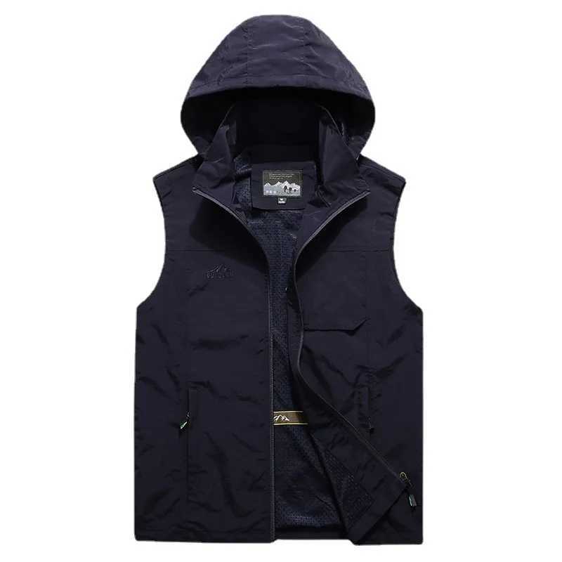 BOLUBAO 2024 Outdoor Casual Vest For Men Solid Color Hooded Large Pocket Coat High Quality Design Casual Vest For Men X2504032