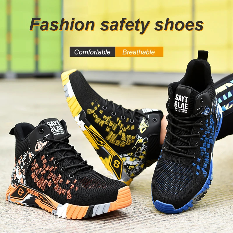 High Top Protective Safety Shoes Men Steel Toe Work Shoes Men Women Work Safety Boots Anti Smash Safety Indestructible WorkBoots 251030