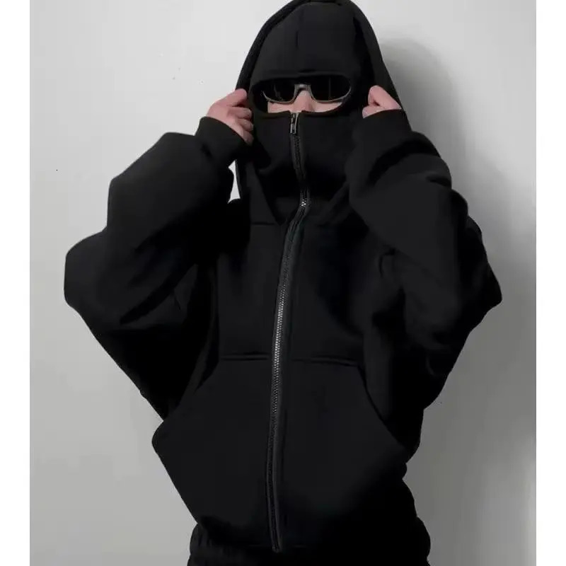 Mens Winter Hoodie with Balaclava Face Mask Zipper n Sports Jacket for Outdoor Activities Hiking Travel Running Sweatshirt 251031 - view 3