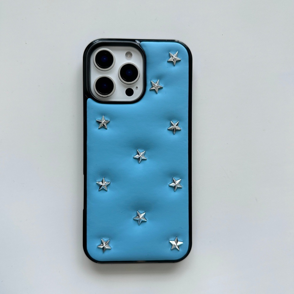 Studded Star Bread Phone Case Compatible with iPhone 17/16 Personalized Solid Color iPhone 15/14 Pro Shockproof