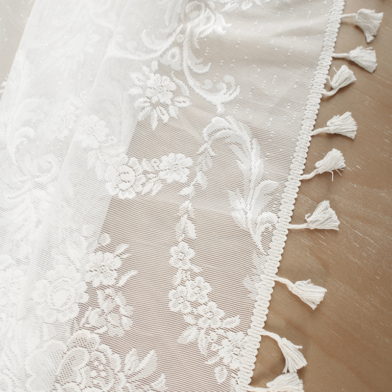 Small tassel lace tablecloth, black and white rectangular placemat, coffee table decoration tablecloth. TTKB01