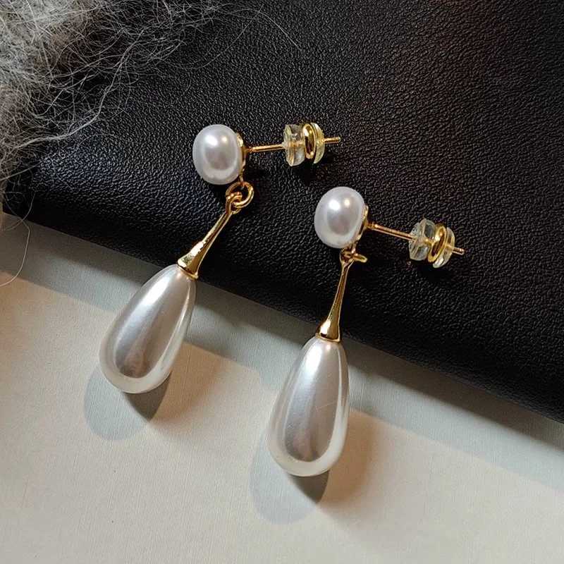 New vintage French pearl earrings with niche design suitable for women to wear jewelry gifts Y250401