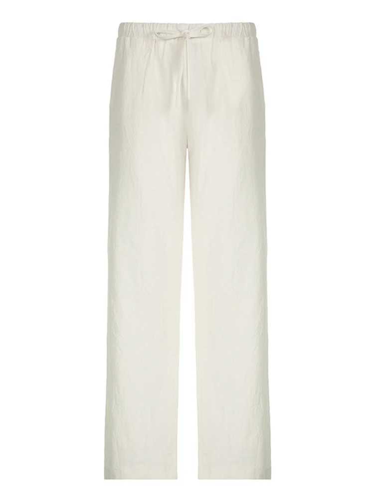 Sweetown Solid Loose Casual Boho Straight Leg Pants For Women Simple Lazy Comfortable Summer Vacation TrousersXJ250616