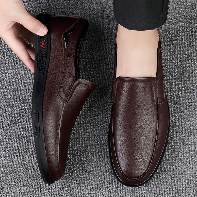 Large size bean fashionable business lazy Korean version casual hooded leather driving shoes, men's shoes