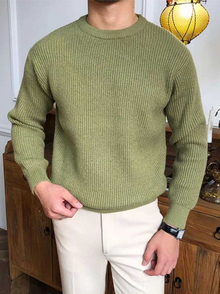 Leisure Knitting Sweaters For Mens Fall Winter Casual Texture Knit Bottoming T Shirt Fashionable Solid Color Crew Neck SweaterT251103