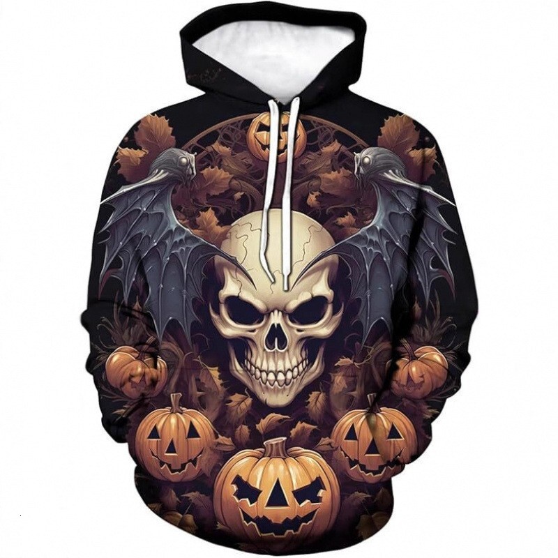 Designer Luxury 2025 European And American Halloween Men's Sweatshirt New Style Ghost Face Fashion Print Christmas Series Hooded Sweatshirt