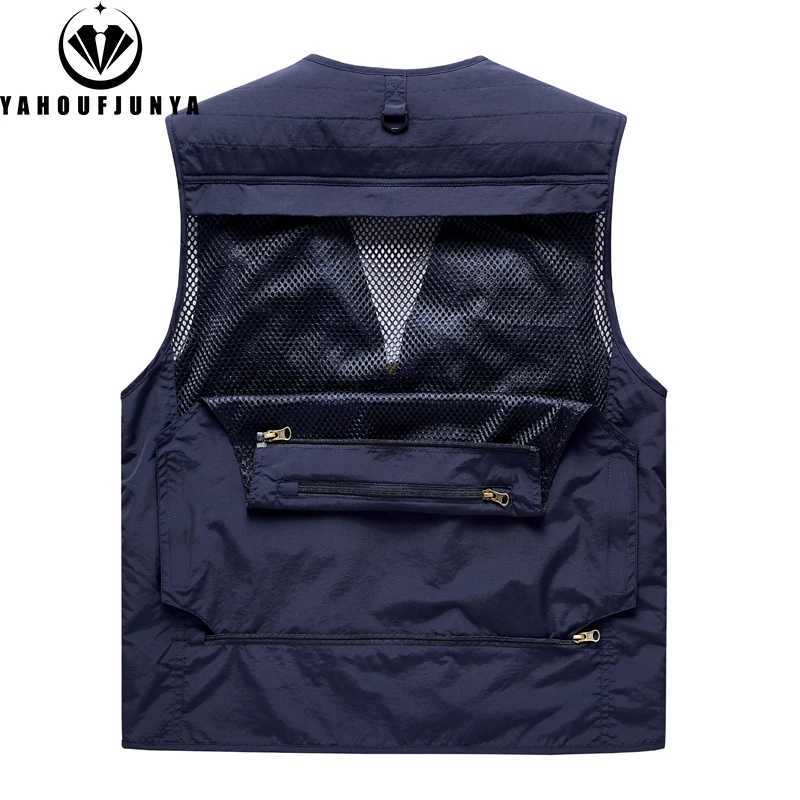 2025 New Summer Men Sleeveless Fishing Tool Webbed Vest Men Breathable Many Pocket Outdoors Camping Thin Vest Male Plus Size 7XL X250403