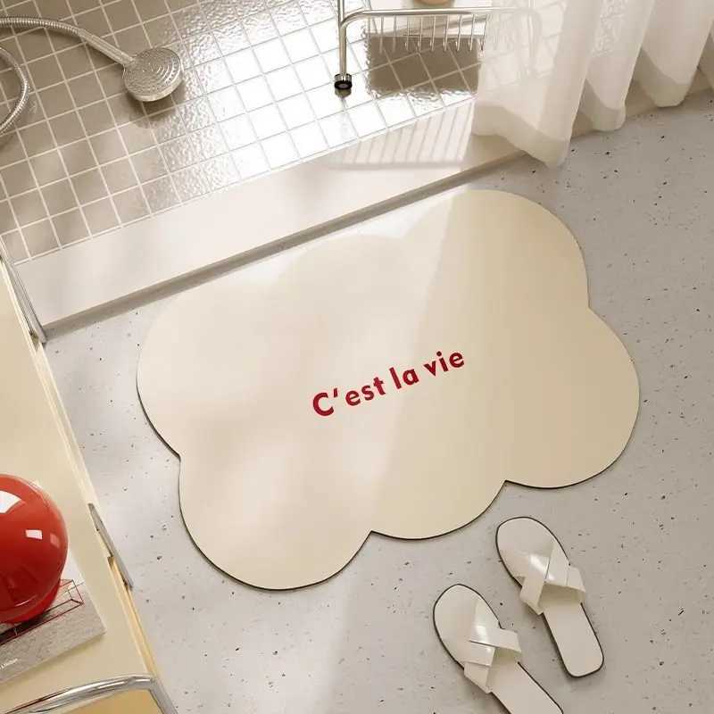 Solid color diatomaceous earth quick drying anti slip mat bathroom water absorbing door foot mat multifunctional C251103