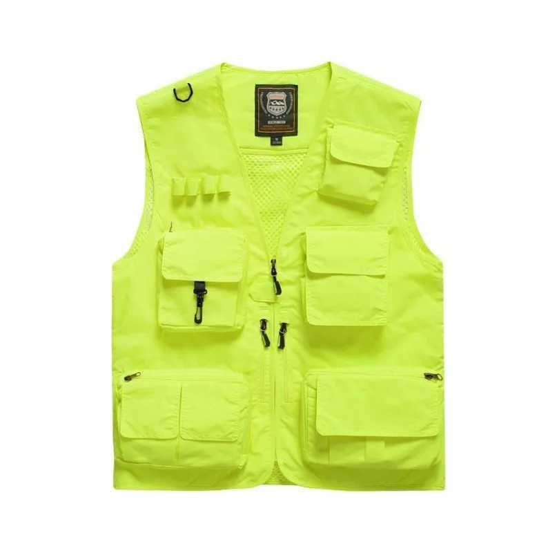 New Summer Men Outdoor Waistcoats Mesh Thin Sleeveless Jackets Vests Men Multi-pockets Fishing Photography Breathable Vests 7XL X250403