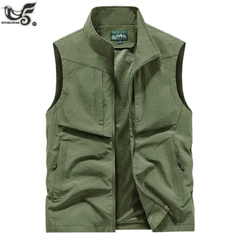 Plus Size 6XL 7XL 8XL Mens Mesh Fishing Vests Lightweight Joggers Sports Sleeveless Jackets for Travel Climbing Hiking Waistcoat X250403