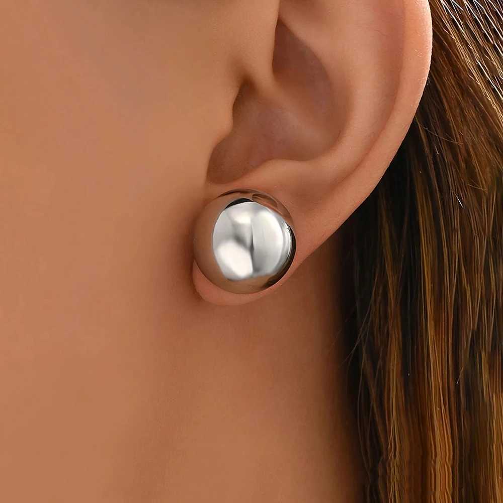 DGIDDK Stainless Steel Round Geometric Glossy Stud Earrings 18K Gold Plated Simple Earrings For Women Jewelry Everyday Matching C251103