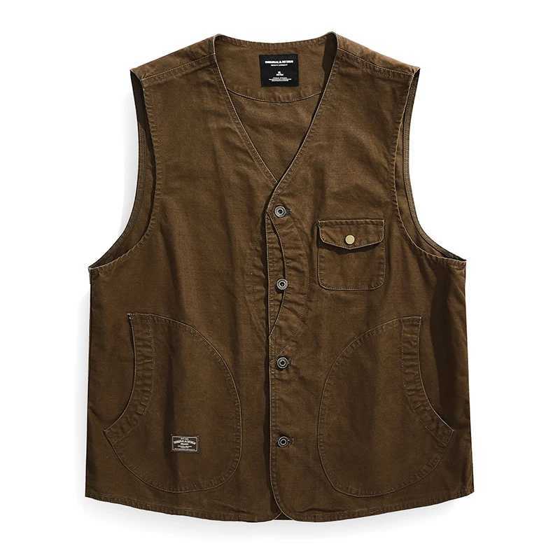 2024 autumn and winter new mens coat American vintage fashion waistcoat short cargo jacket X250403