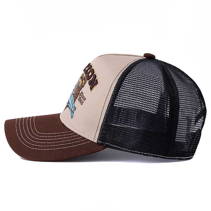 Hot Sale Unisex Bear Head Pattern Fashion Sun Cap Summer Breathable Trucker Hat Men Women Outdoor Fishing Snapback Cap W250614