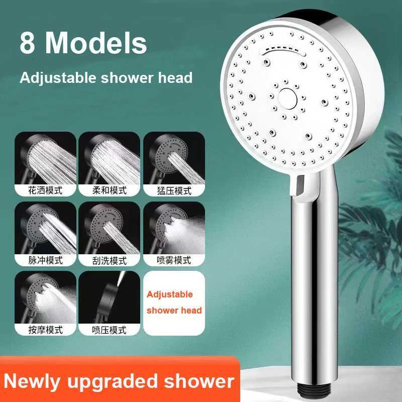 Adjustable Shower 8 Modes Highpressure Water Saving Black Shower Handheld Bathro Massage Showers Nozzle Y251103