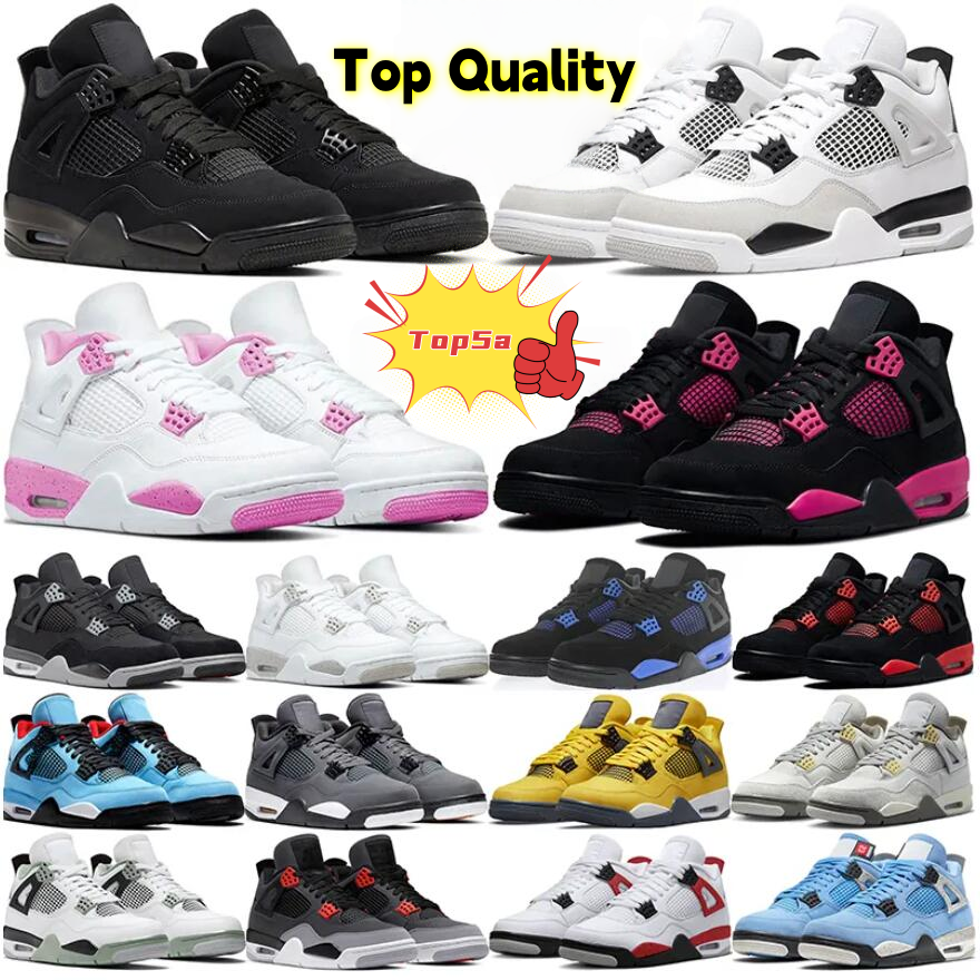 4 4s Men Basketball Shoes Desinger Shoes Black Cat University Women White Pure Money Pink Thunder Oreo Military Blue Sneakers Women Sports Trainers 36-47