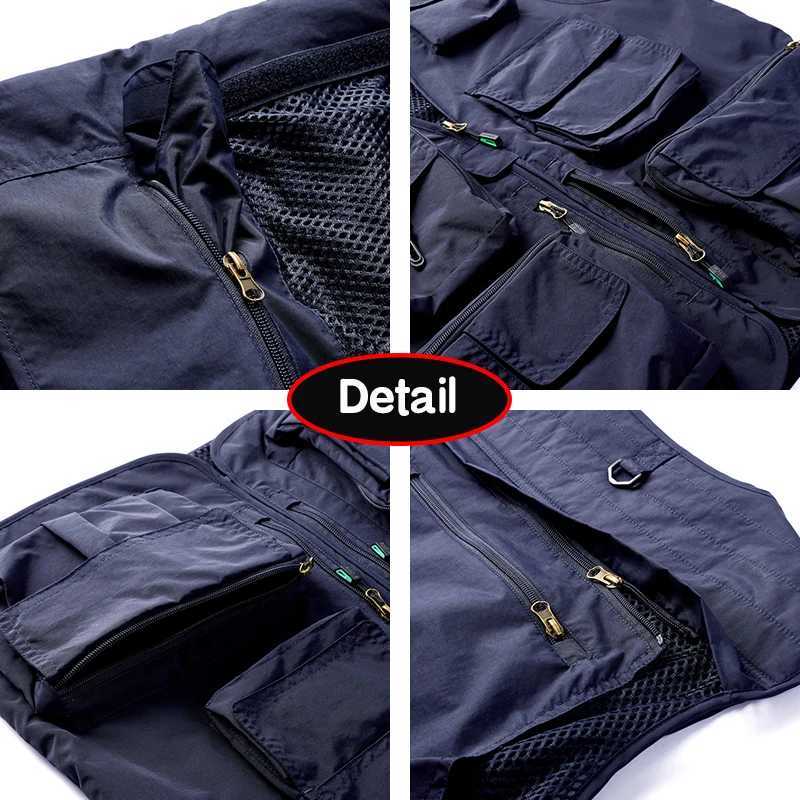 2025 New Summer Men Sleeveless Fishing Tool Webbed Vest Men Breathable Many Pocket Outdoors Camping Thin Vest Male Plus Size 7XL X250403