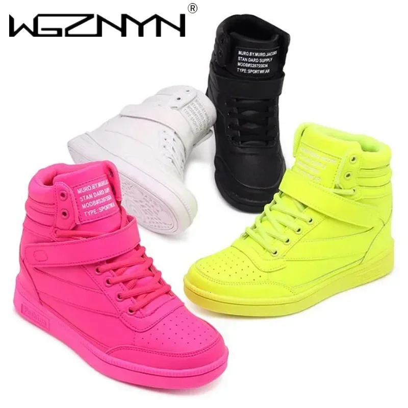 Woman Breathable High Top Black White Boots Women Casual Sport Shoes Platform Hidden Increasing Sneakers Leather Shoe 251027