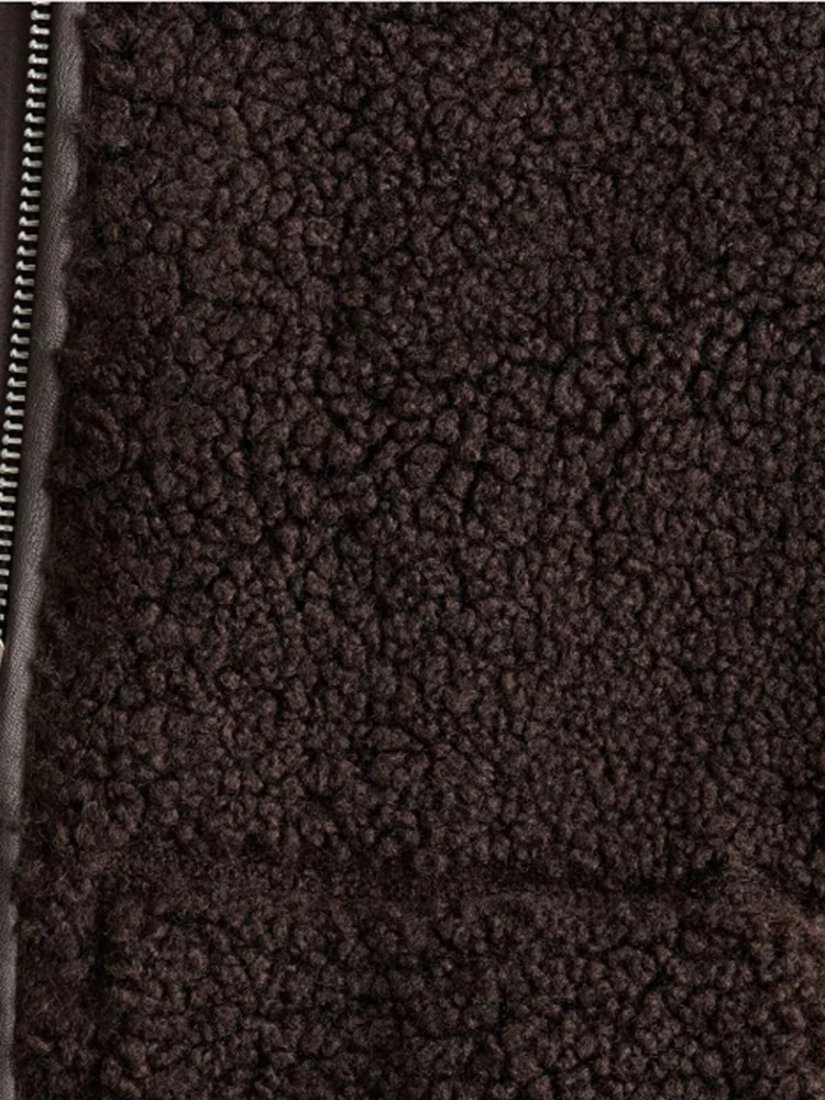 Autumn Winter Fur One Piece Lamb Wool Women Zipper Jacket Female Contrast Color Plush Warm Coat Fashion Lady Outwear 251106