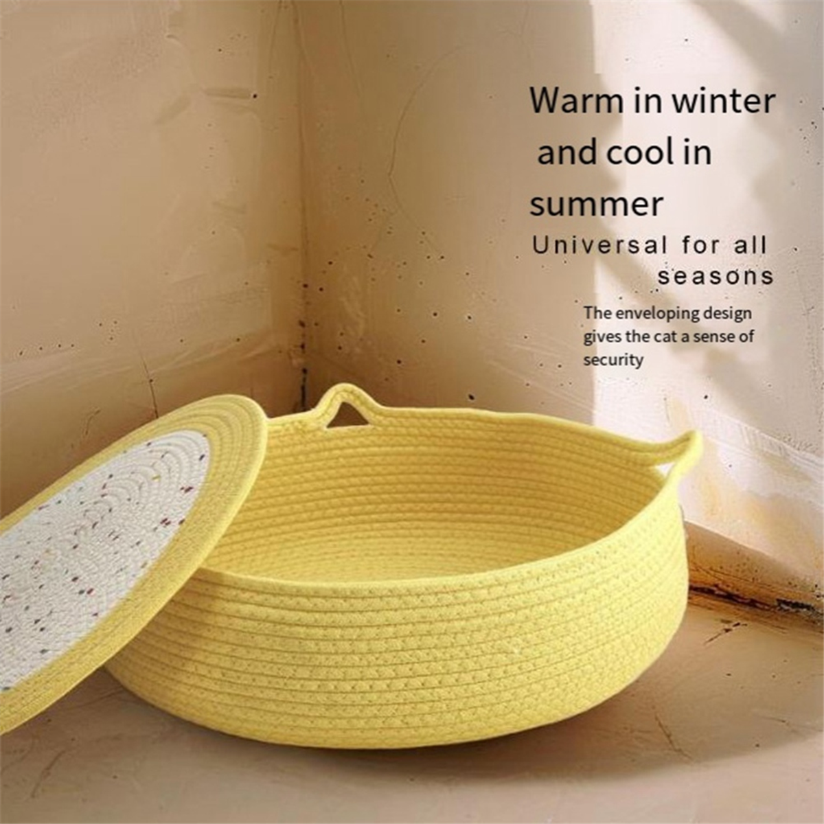 Update Ad04- Cat Kennel Small Pet Round Cotton Rope House Easy To Clean Dog And In Summer Yell