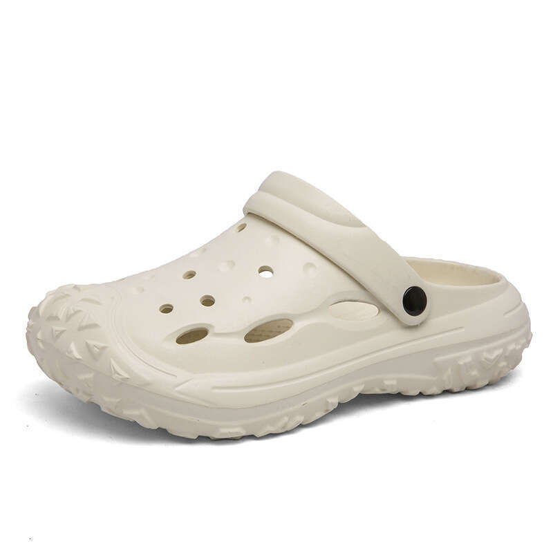 Men's hollowed out breathable hooded sandals, oversized summer beach shoes, outdoor home EVA thick soled sandals