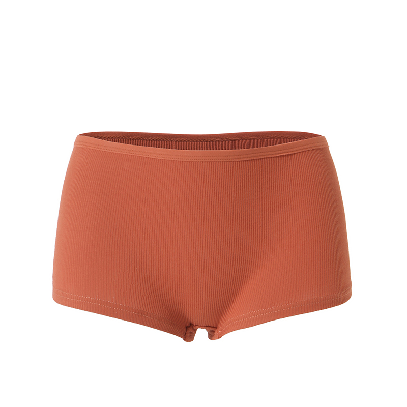 Women's Panties-Women's Ribbed Boyshort Panties - High Elasticity Breathable Antibacterial Skin-Friendly Underwear for Daily Home Sports (Mu