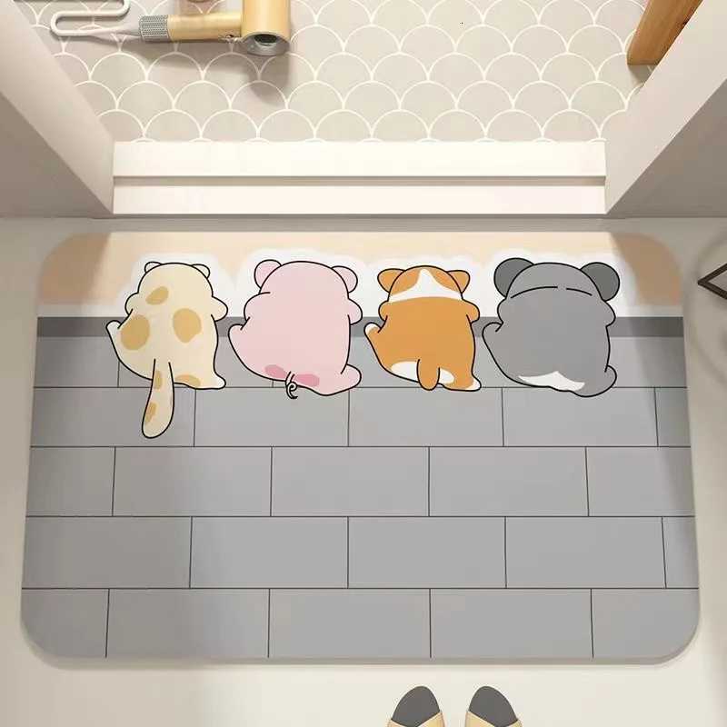 Cartoon Bathroom Soft Diatomaceous Mud Floor Mat Bathroom Absorbent Foot Mat Toilet Sink Bedroom Mat Carpet C251103