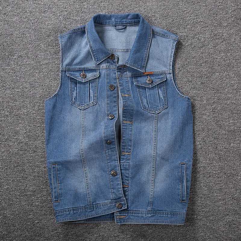 Large size mens denim vest plus size stretch sleeveless top loose waistcoat motorcycle waistcoat jacket 6XL 7XL 8XL men vests X250403