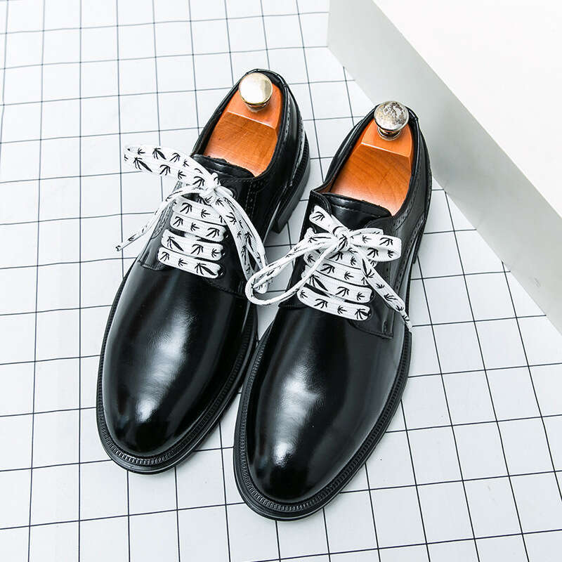 Large 46 Leather 2024 Spring and Autumn New Style Men's Lace up Business Dress Groom Wedding Shoes