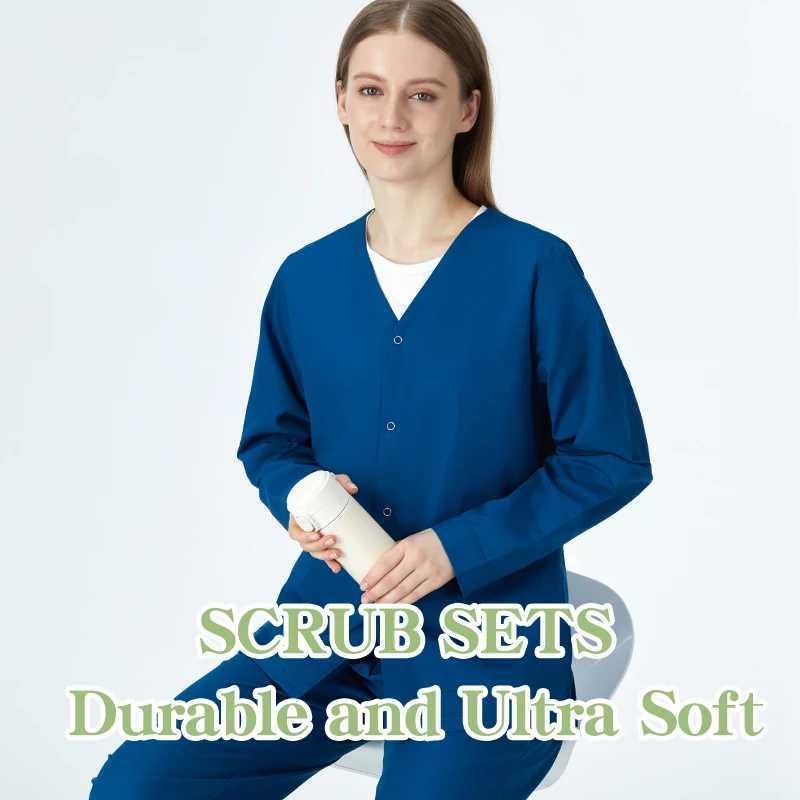 Long Sleeves Nurse Suits Scrub Set Women Medical Uniform Set Workwear Veterinary Dental Assistant Doctor Working Outfit 206 J251103