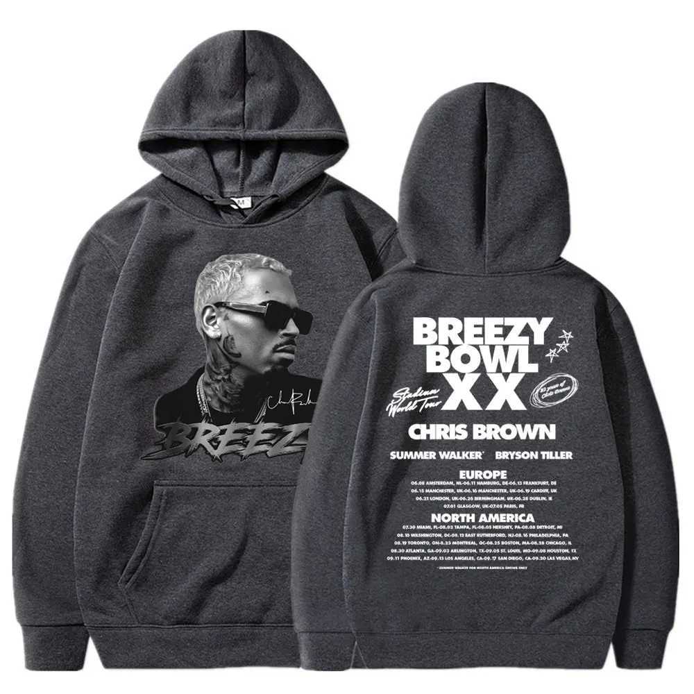 Chris Brown Breezy Bowl XX 2025 Concert Tour Hoodie Hip Hop Retro Men Women Sweatshirt Oversized Fleece Warm Pullover Streetwear K251103